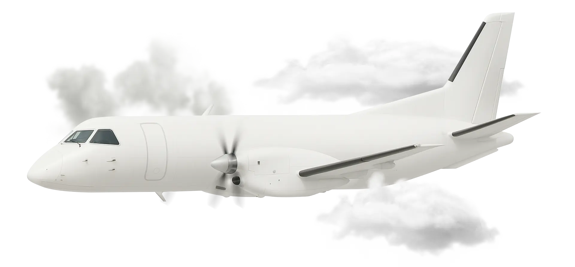 Saab 340 cargo aircraft in flight over clouds, used by Conquest Air Cargo for daily freight service between Miami and the Bahamas