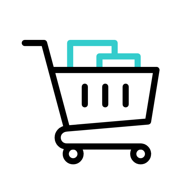 Shopping cart icon representing e-commerce and retail goods delivered by air between South Florida and the Bahamas