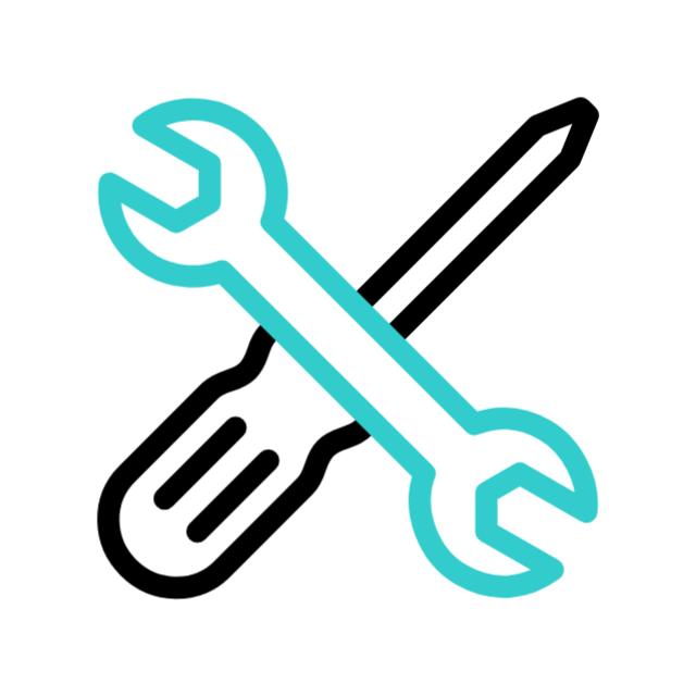 Icon of wrench and screwdriver representing tools, machinery, and spare parts shipped via air freight